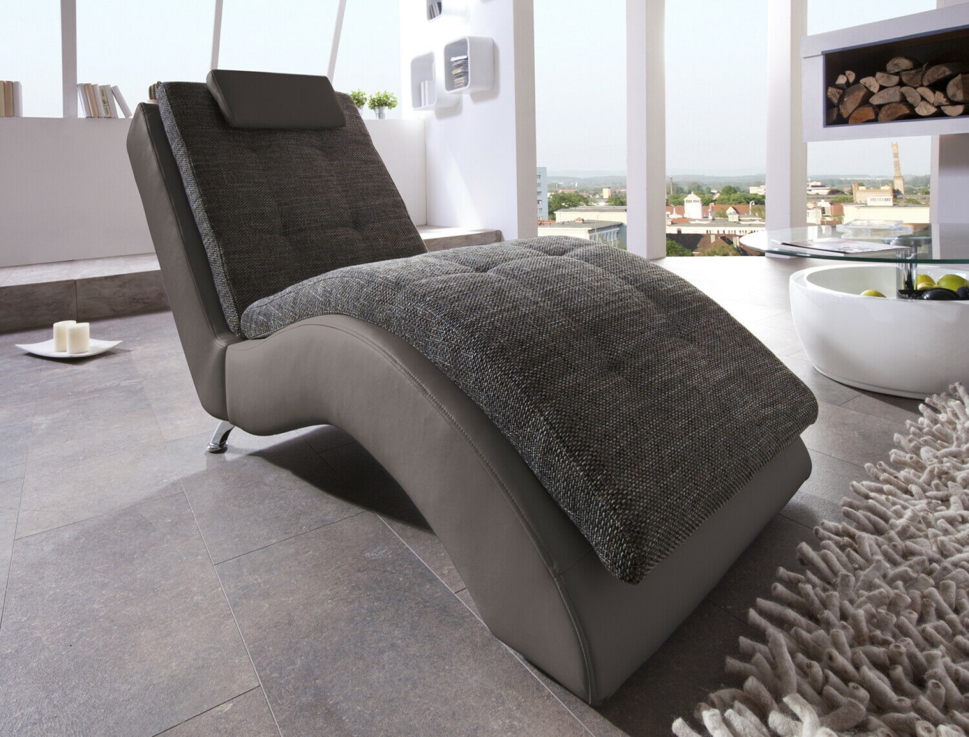 Vengo Relaxliege Materialmix Kunstleder/Strukturstoff